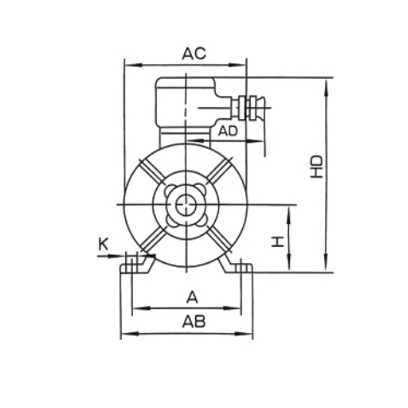 機座帶底腳、端蓋上無(wú)凸緣的電動(dòng)機(B3)
